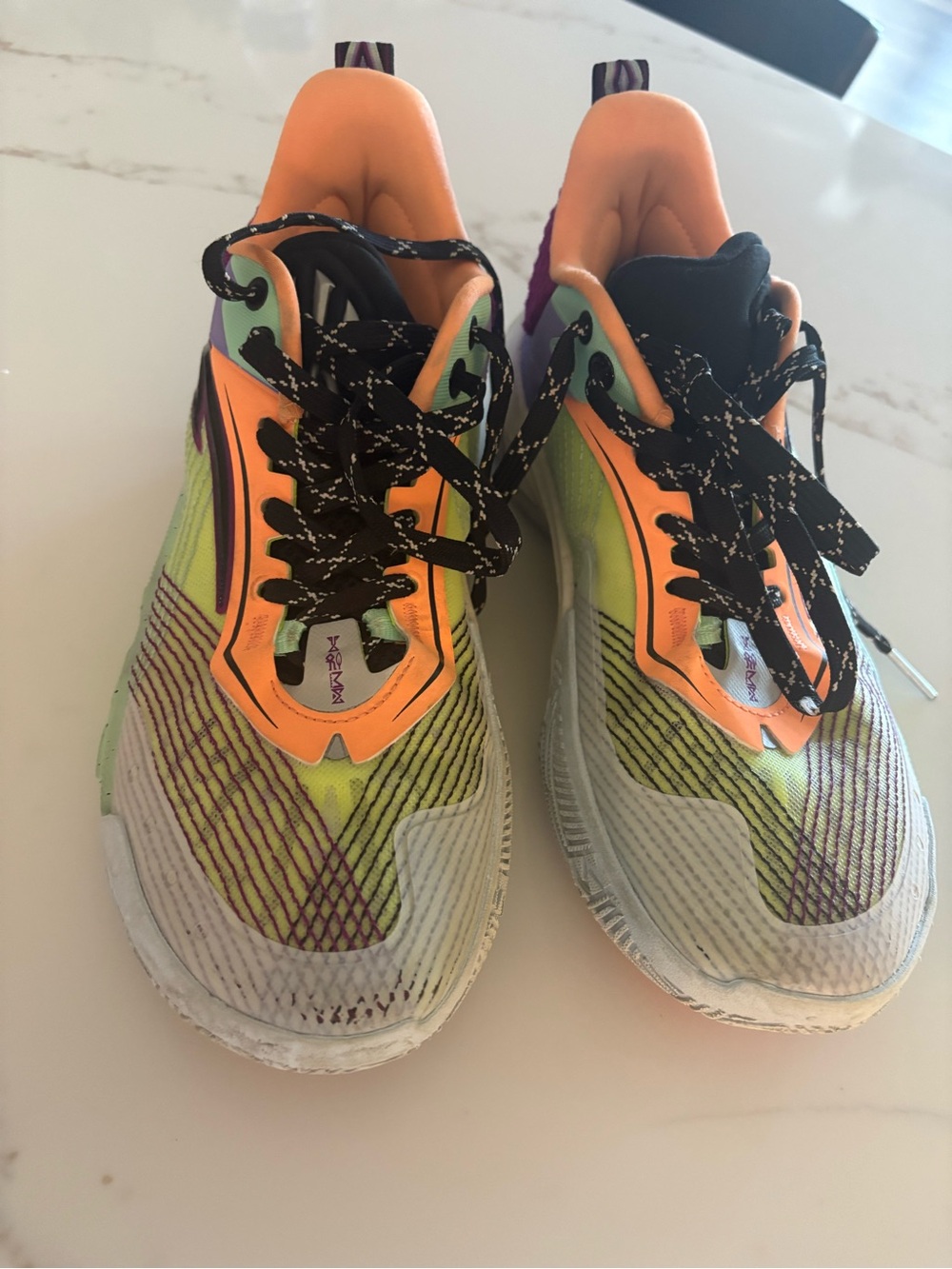 Men's Athletic Sneakers in Neon Orange, Lime & Purple - Performance Trainer